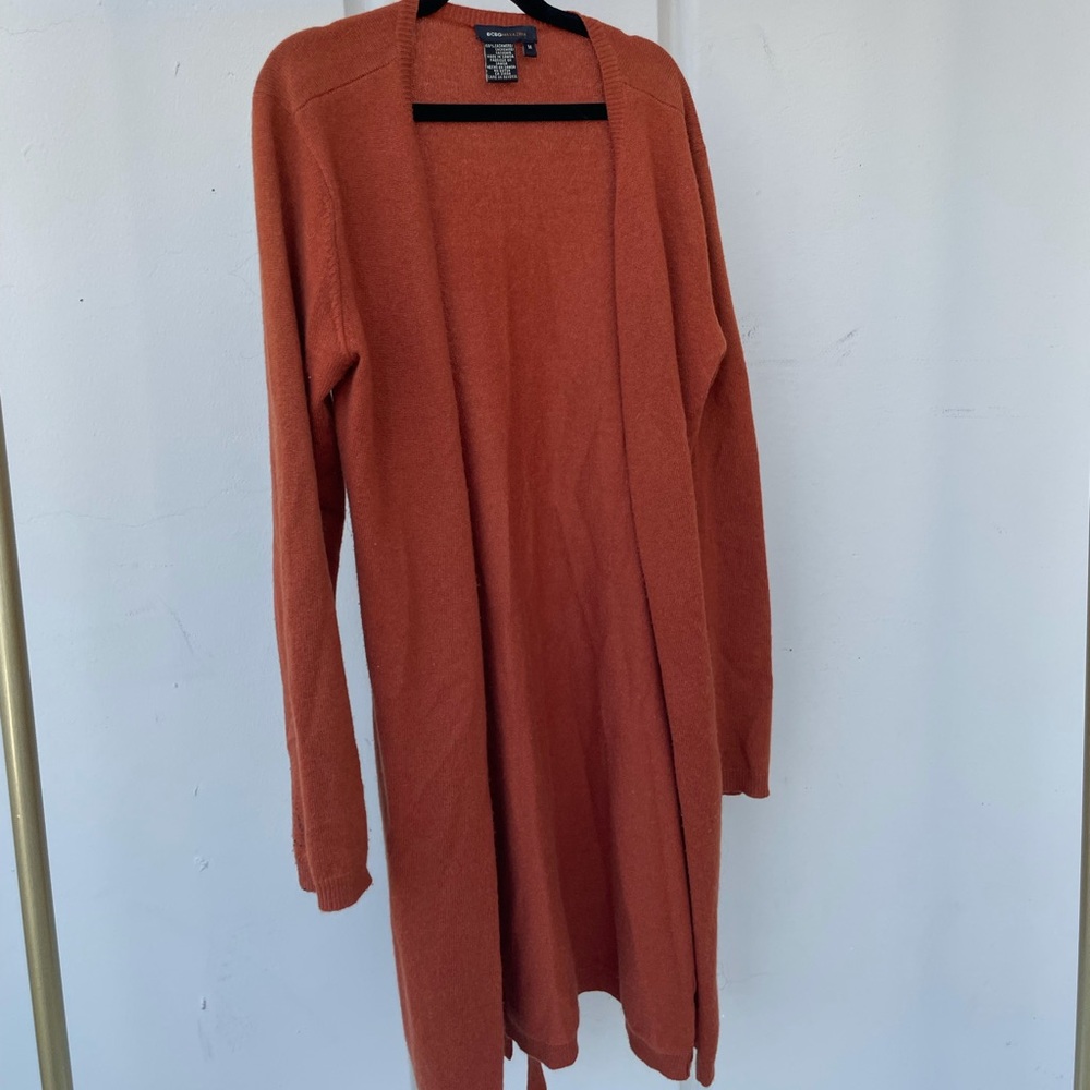BCBG Maxazria Orange long cashmere cardigan size M